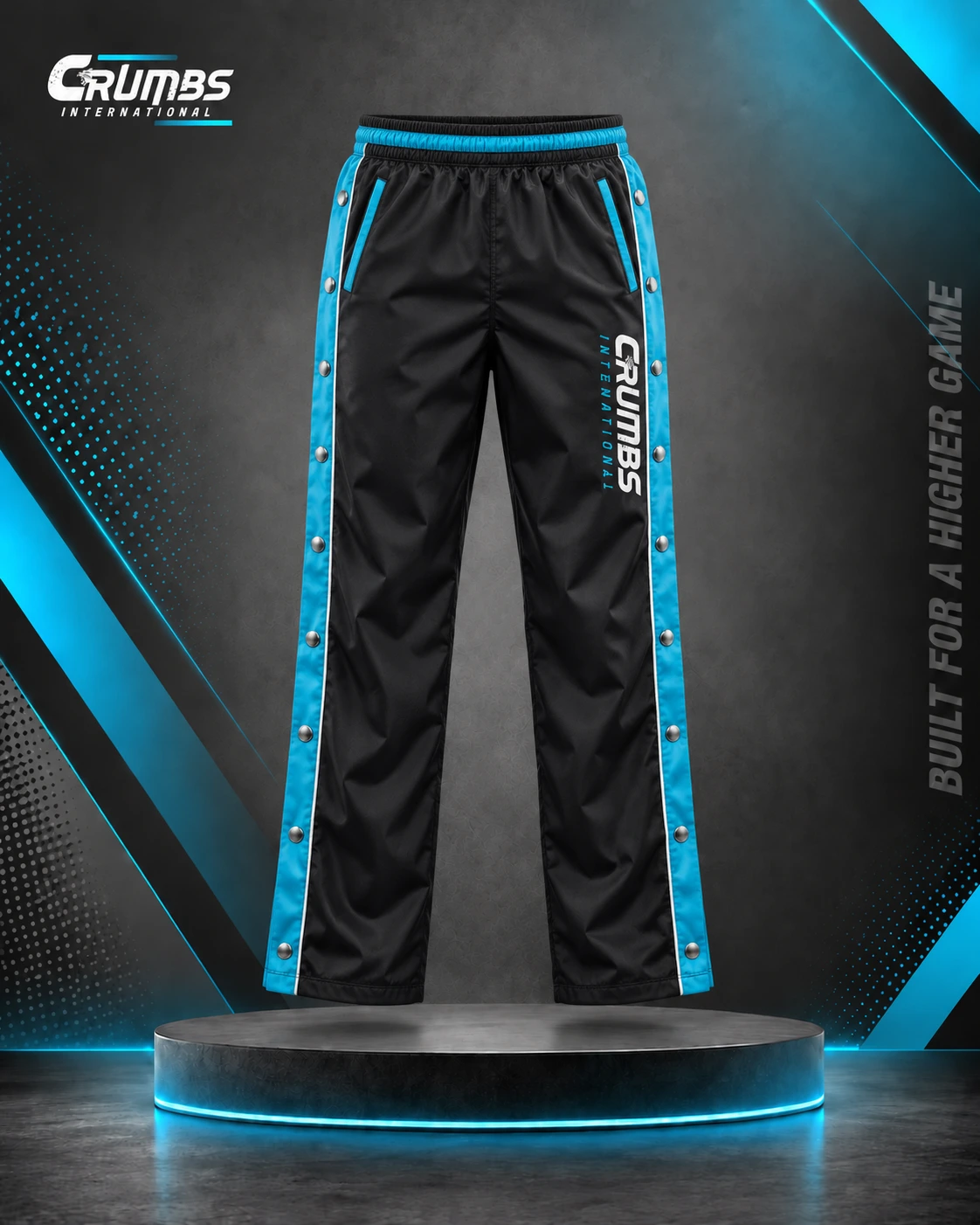 Snap-Button Nylon Track Pants