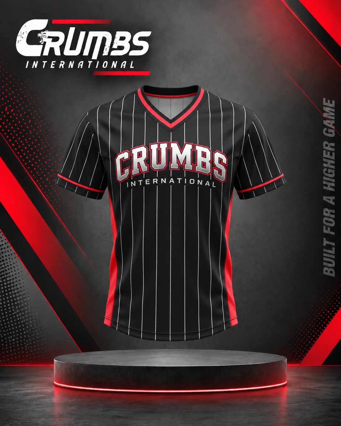 Pinstripe Baseball V-Neck Jersey